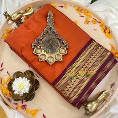 Orange with Arakku Litchi Silk Saree-VS385
