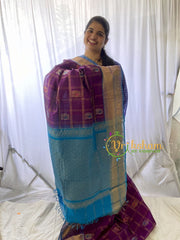 Purple Kattam Korvai Handloom Silk Cotton Saree-VS339
