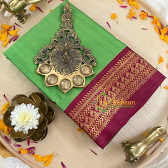 Parakeet Green Litchi Silk Saree-VS390