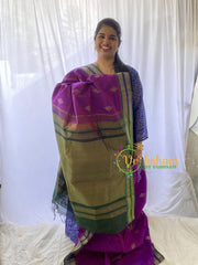 Purple Kolam Silk Cotton Saree-Handloom Saree-VS452