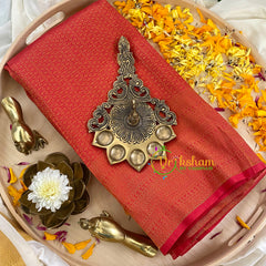Kumkum Red Kuber Silk Saree -Kubera Pattu-VS396