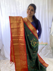 Dark Green with Red Silk Cotton -VS406