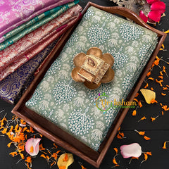 Pista Green Silk with Majanta Border Saree-Kanchi Silk Saree -VS017