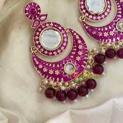Majenta Chandbali Meenakari Danglers -G8198