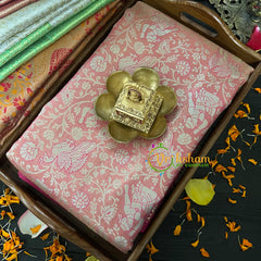 Pastel Pink with Hot Pink Border Saree-Kanchi Silk-VS025