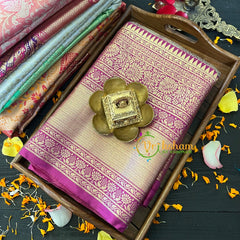 Pastel Pink Silk with Pink Border Saree-Kanchi Silk Saree -VS019