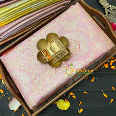 Light Pink Silk with Red Border Saree-Kanchi Silk Saree -VS022