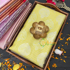 Lime Yellow and Silver Kanchi Silk Saree-VS023