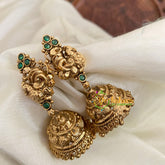 Green Premium Peacock AD Stone Jhumkas - G9149
