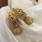 Gold Look Alike Lakshmi Jhumkas-Green -G9123