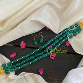 Layered Green Bead High Neck Choker-P004
