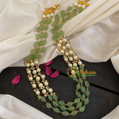 Light Green Bead and Pearl Mala Neckpiece-P011