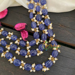 Layered Blue Bead Malai -P009