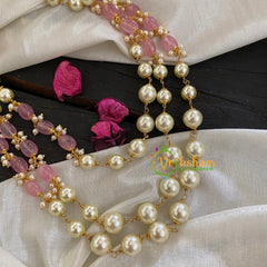 Layered Pearl Mala with Pink Beads-P013
