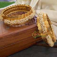 Lakshmi Coin Pearl Bangles -Temple Bangles-Screw Type -G2932