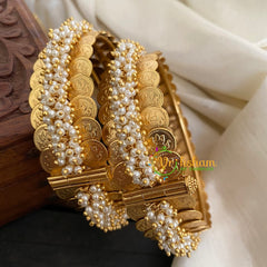 Lakshmi Coin Pearl Bangles -Temple Bangles-Screw Type -G2932