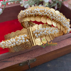 Lakshmi Coin Pearl Bangles -Temple Bangles-Screw Type -G2932