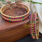 Red Green Kemp Layered Bangles-G2941