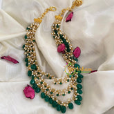 Cluster Pearl Green Bead Neckpiece-P010