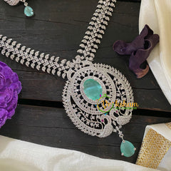 Pastel Green Pendant Bridal American Diamond Haram-G6896