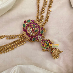 Temple Bun Billai with Side Chains -Jhumka-Ghungroo-G9223