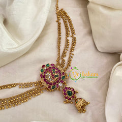 Temple Bun Billai with Side Chains -Jhumka-Ghungroo-G9223