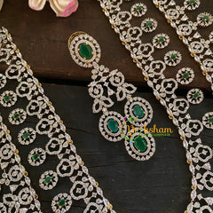 American Diamond Layered Emerald Haram-G6898