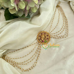 Temple Bun Billai with Side Chains -Ganesh -Red-G9225