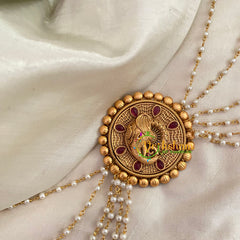 Temple Bun Billai with Side Chains -Ganesh -Red-G9225