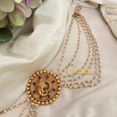 Temple Bun Billai with Side Chains -Ganesh -Red-G9225