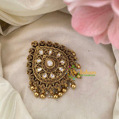 Premium Kemp Single Jada Billai -Bun Billai -White-Gold Bead-G9205