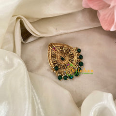 Premium Kemp Single Jada Billai -Bun Billai -Tilak- Green Bead -G9189
