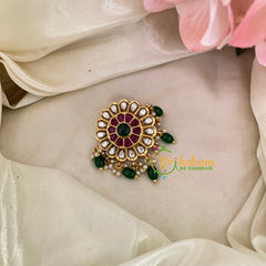 Premium Kemp Single Jada Billai -Bun Billai -Green Bead -G9184