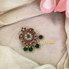 Premium Kemp Single Jada Billai -Bun Billai -Green Bead-G9183