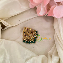 Premium Lakshmi Single Jada Billai -Temple Bun Billai -Green Bead -G9203