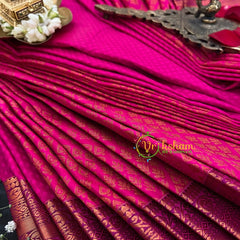 Pink with Majenta Maroon Border Soft Silk Saree-VS29