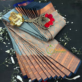 Grey Blue Soft Silk Saree-VS47