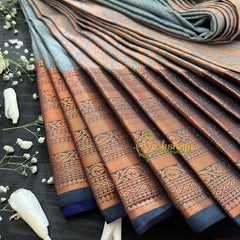 Grey Blue Soft Silk Saree-VS47