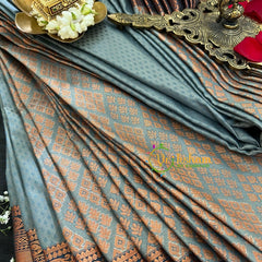 Grey Blue Soft Silk Saree-VS47