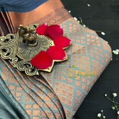 Grey Blue Soft Silk Saree-VS47