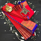 Red with Majenta Border Soft Silk Saree-VS30