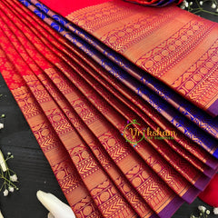 Red with Majenta Border Soft Silk Saree-VS30