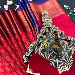 Red with Majenta Border Soft Silk Saree-VS30