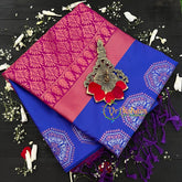 Ink Blue with Pink Pallu Soft Silk Saree-VS34
