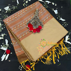 Beige with Brown Pallu Soft Silk Saree-VS36