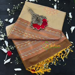 Beige with Brown Pallu Soft Silk Saree-VS36