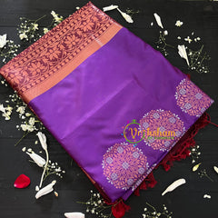 Violet with Maroon Pallu Soft Silk Saree-VS39