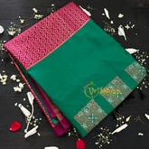 Bottle Green with Majenta Pallu Soft Silk Saree-VS40
