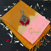 Baby Pink with Yellow Border Soft Silk Saree-VS42