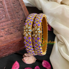 Kada Kundan Bangle -Lavender Matt-G4842